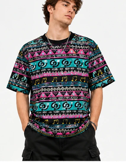 2026 Bohemian Ethnic Striped All Over Print T-shirt Unisex Vintage Tribal Geometric Tee Summer Lose Short Sleeve Streetwear Tops