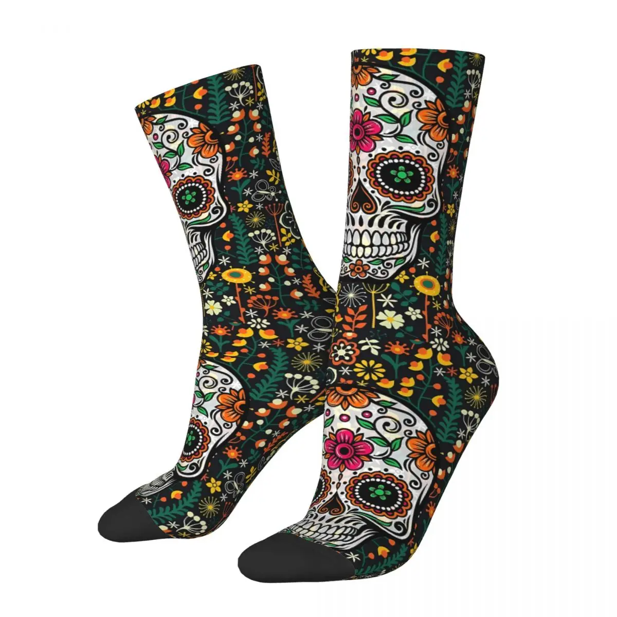 

Funny Happy Men's Socks Sugar Skull Retro Flowers Vintage Harajuku Street Style Casual Crew Crazy Sock Gift Pattern Printed