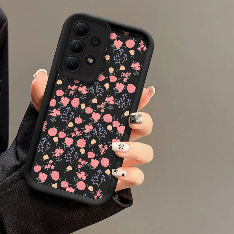 Samsung Galaxy A06 5G A05S A07 A22 A12 A51 A71 A50 A30 A05 A04E A04S A03 Core A32用ソフトフォンケース、マットシリコン製花柄カバー
