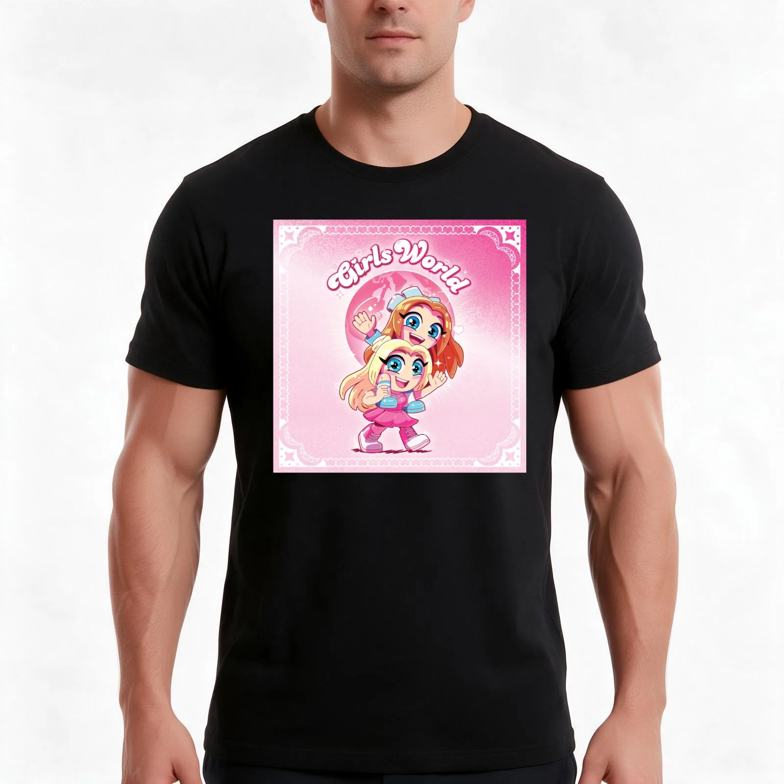 mackenzie Hey Cuties T-Shirt, Summer Casual Cotton Tee, Oversized Streetwear Tops, Vintage Graphic Print, Loose Fit Short Sleeve