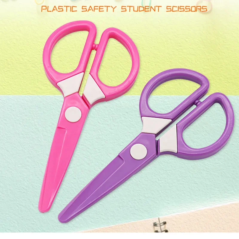 Ciseaux à tête ronde en plastique pour enfants et étudiants, sécurité des bébés, poignée confortable, bricolage, papier fait main, maison