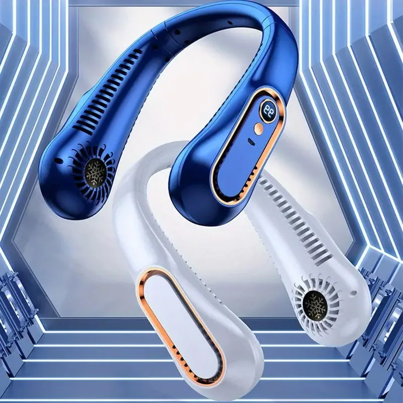 2026 New Best Sellers Wearable Neck Fan Portable Air Conditioner Bladeless Neck Fan Air Cooler 5 Gears and LED Display Screen