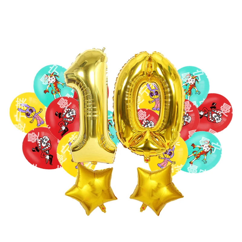 The Amazing Digitals Circus Birthday Balloons Kids Anime Digit 1-9 Party Ballon Gender Reveal Baby Shower Decor Children Gift