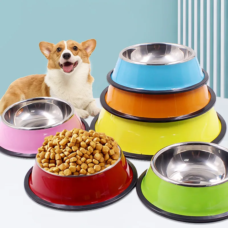 Stainless Cat Bowls Pet Steel Bowl Set Food Water Bowl for Dogs and Cats Anti-skid Cats Supplies