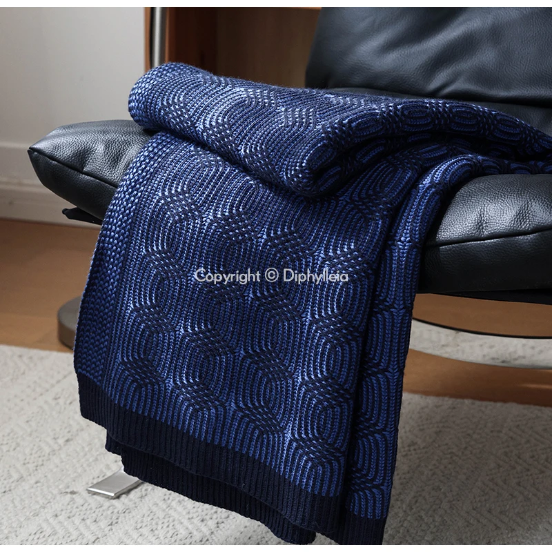 Diphylleia Contemporary Texture And Visual Intrigue knit Throw Blanket Dimensional Geometric Pattern Shawl Bed Scarf 130x180cm