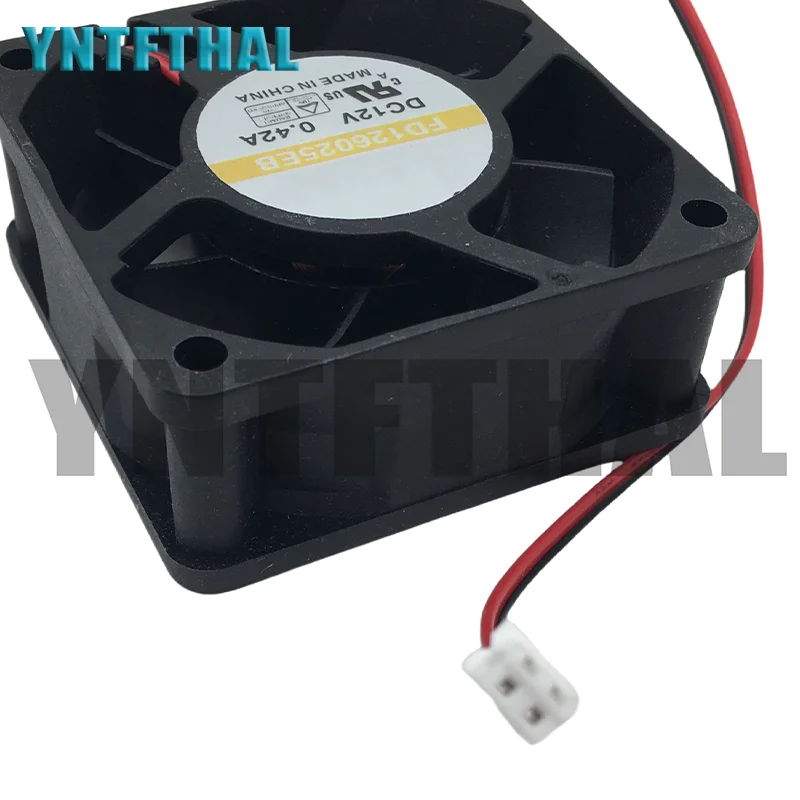 Well Tested FD126025EB DC12V 0.42A 6025 6CM Two Wires Square Cooling Fan