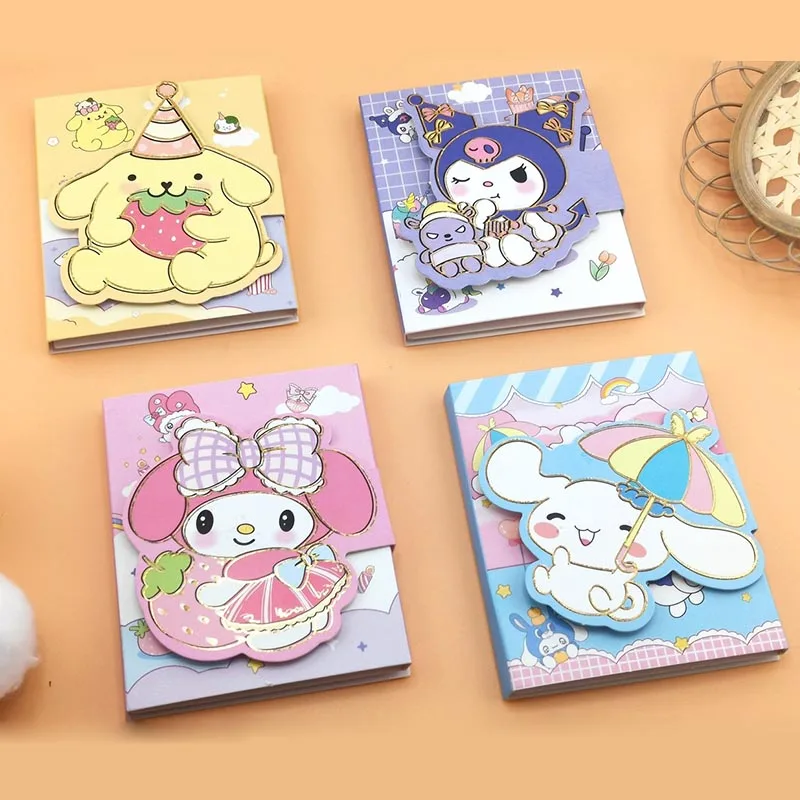 20pcs/lot Kuromi Melody 3 Folding Memo Pad Sanrio Cinnamoroll Sticky Note Stationery Notepad Planner Sticker Post School Supply