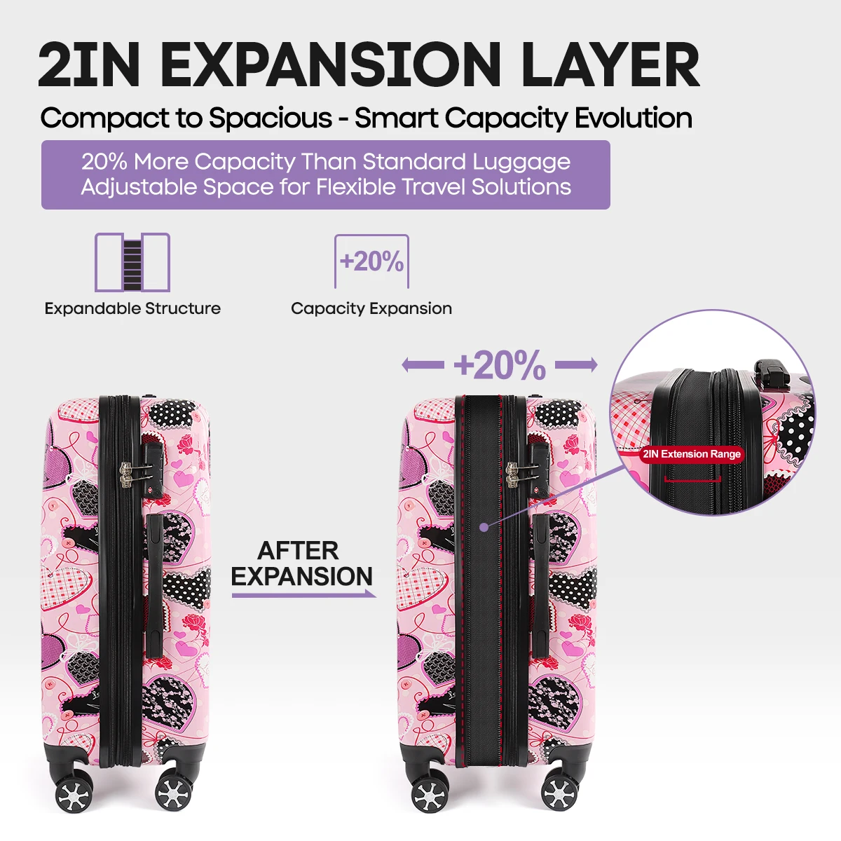 New York XPress Hardshell Luggage Carry on Luggage with Spinner & TSA Lock Lightweight 20