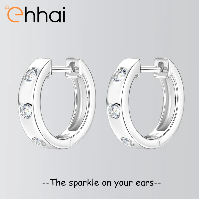 

Ehhai GRA Certified 2.5mm Round Moissanite Hoop Earrings for Women S925 Sterling Silver Huggie Earring Fine Jewelry Pendientes
