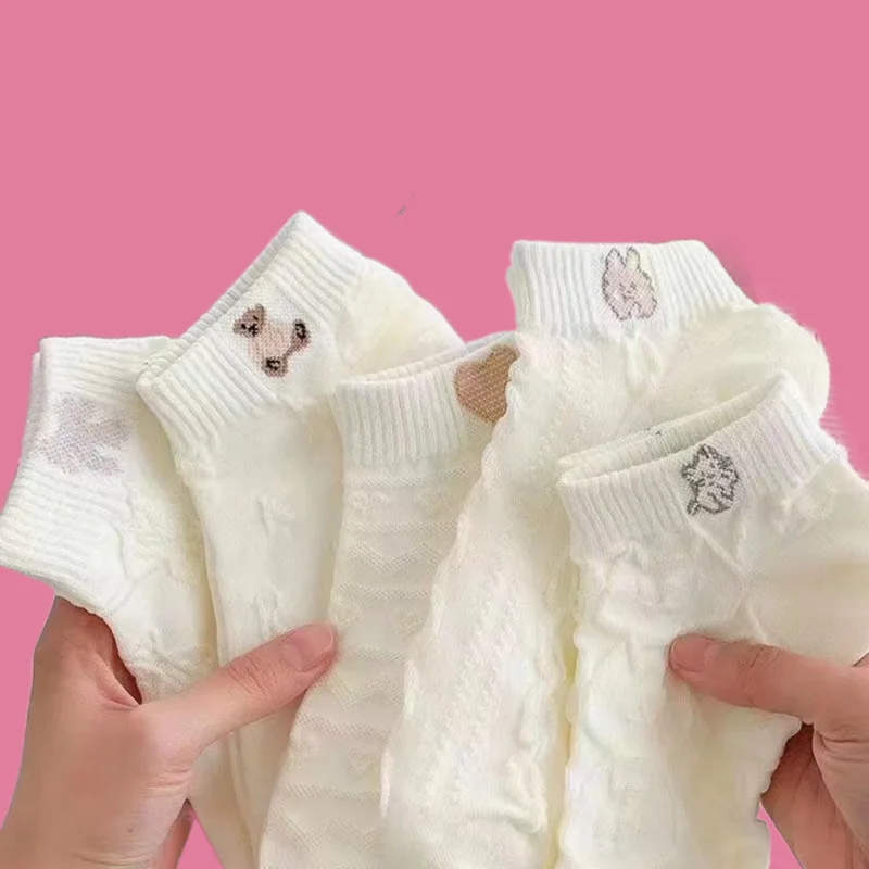 Chaussettes Courtes Fines à Bouche Peu Profonde pour Femme, de Haute Qualité, pour Printemps et Automne, Été, 5 Paires