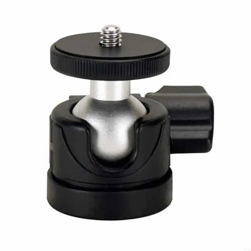 T21A Small 360°Swivel Mini Ballhead Camera Mount, Aluminium Ballhead,1/4" Thread For Tripods And Monopods Hot Shoe Adapter