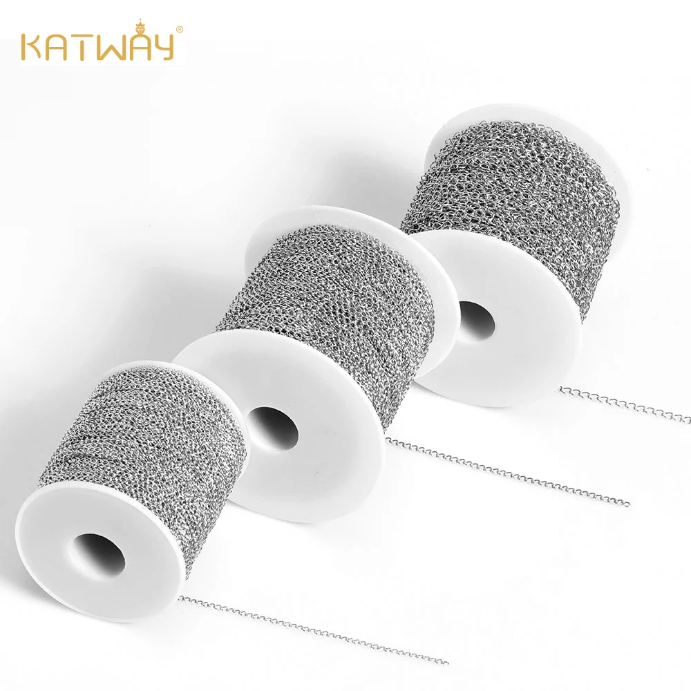 

KATWAY Stainless Steel Chain Roll 10 Meters Bulk Basic Chains for DIY Jewelry Making HH-AA66