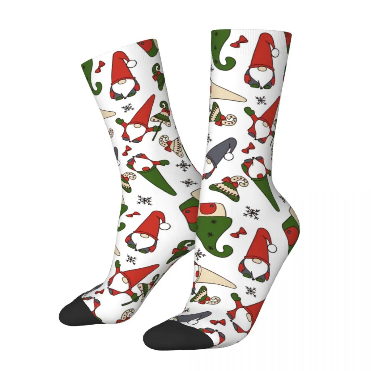 Harajuku Christmas Gnomes Tree Sports Socks Nordic New Year Polyester Middle Tube Socks for Women Men