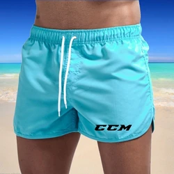 Pantalones de natación elásticos para hombre, pantalones cortos de playa de secado rápido, pantalones cortos de boxeo con cordón, pantalones cortos de entrenamiento de tenis de fútbol, Verano