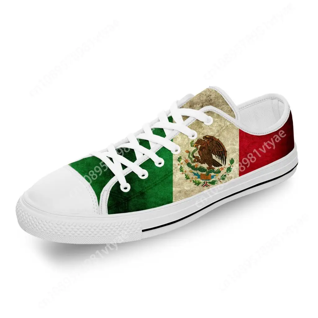 Mexico Mexican Flag Patriotic Cool White Cloth Fashion 3D Print Low Top Canvas Shoes Men Women Lightweight Breathable Sneakers