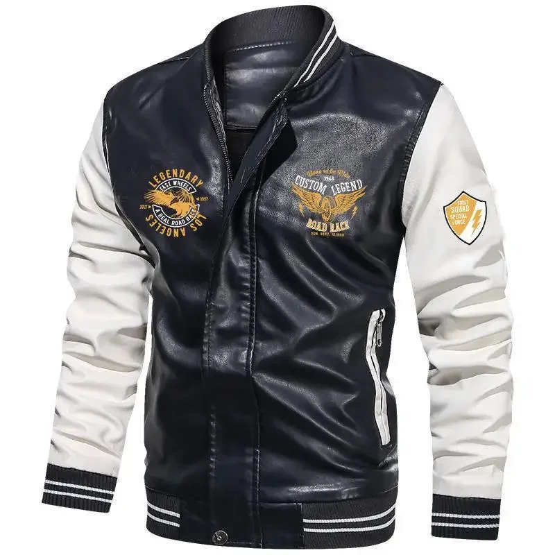 2024 Winter Men's Clothing Men's Jacket Velvet Casual PU Baseball Jackets Leather Coats Mans Zipper Motorcyclist Jacket for Men