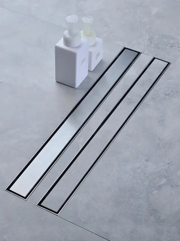 

Brushed Floor Drain Shower Room Large Displacement Deodorant Drain Cover Rectangular Long Drainage Shower Drain Invisible