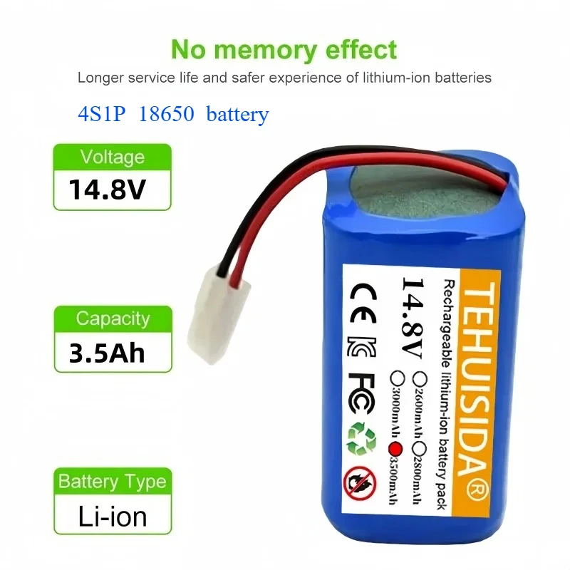 

4S1P 14.8V 2600-3500mAh 14.4V RS-RT900866 Li-ion Battery for Rowenta Tefal Explorer Serie 20 40 60 Robot Vacuum Cleaner Battery