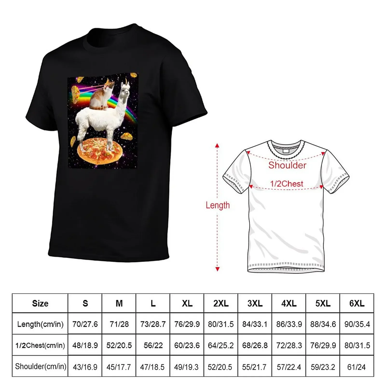 T-shirt surdimensionné à séchage rapide pour hommes, The Original Galaxy, Laser Eye Cat on Lama on Pizza avec Keepos et Rainbow T-Shirt Pack