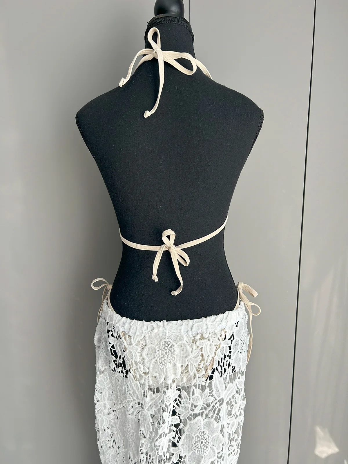 Conjunto de Bikini Sexy de 3 piezas, microbikini para mujer, traje de baño femenino, falda larga, conjunto de Bikini, traje de baño de encaje, ropa de playa para cubrir