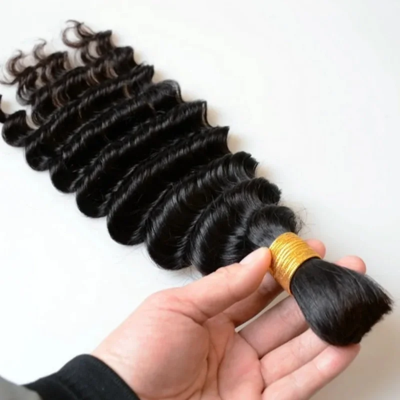 Extensions de cheveux noirs Deep Wave pour tressage, 100% cheveux humains, tresses Boho, sans trame, degré de chaleur, cheveux Remy, 30 po, en vrac