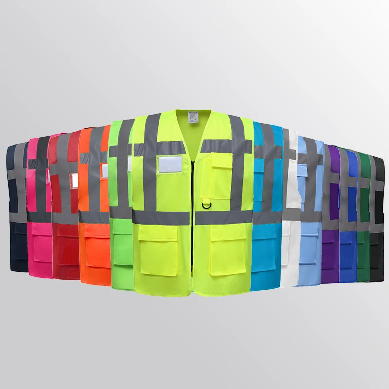 Safety Vest Reflective With Tool Pockets High Visibility Reflective Vest Workwear GRS European Standard Certification