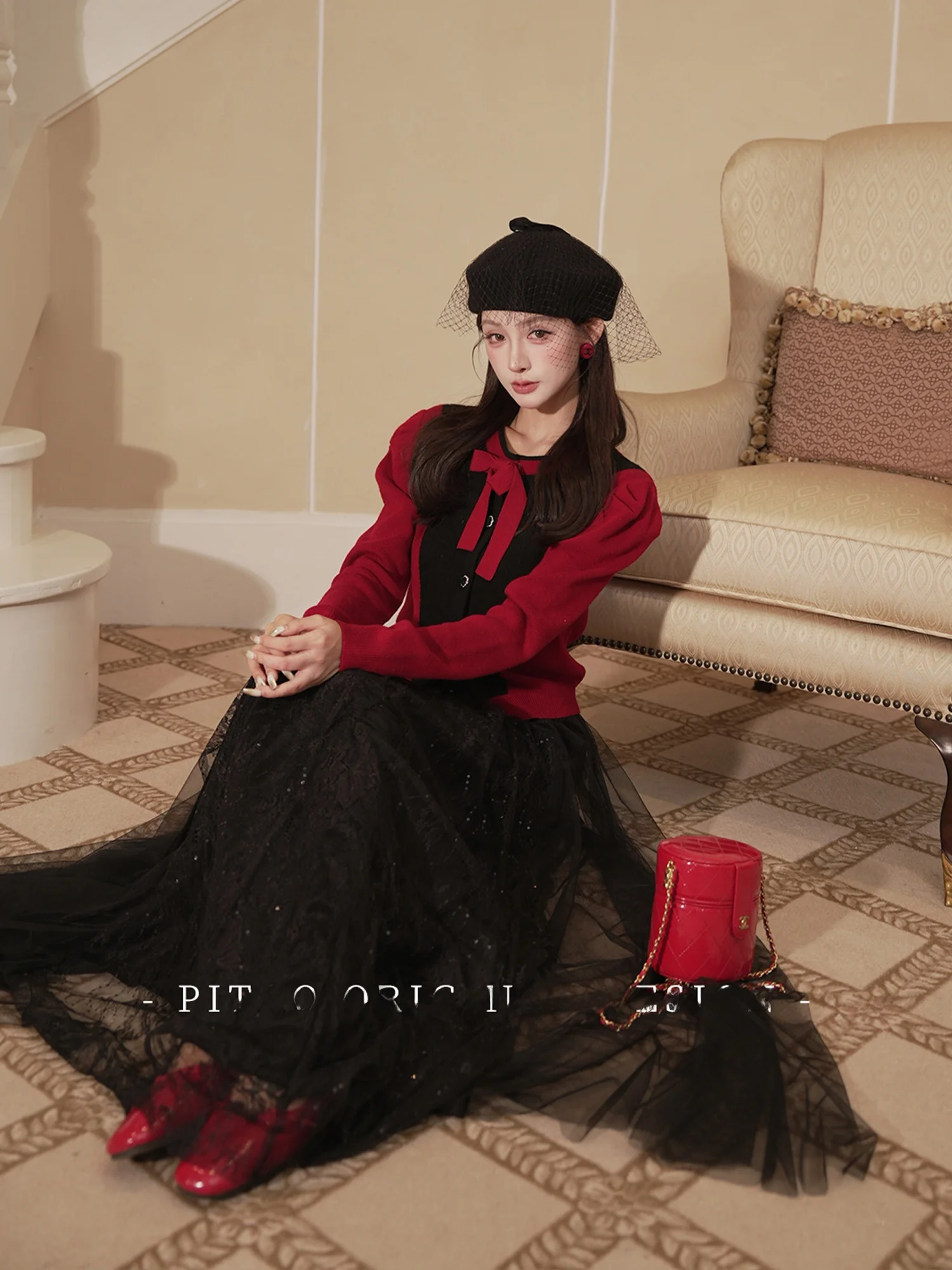 

Вязаный свитер Cisas Overture с бантом, в стиле ретро, с круглым вырезом, цветной, шерстяной, в стиле принцесс, для женщин