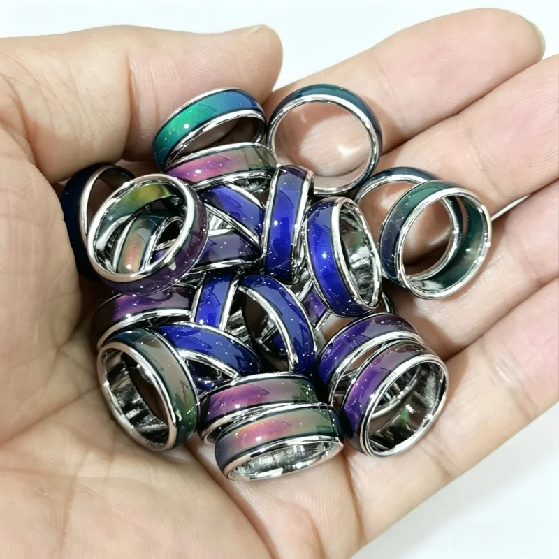 36Pcs Wholesale Fashion Stainless Steel Mood Ring Thermal Reaction Color Changing Ring Bulk Lot Perfect Gift for Family Friends