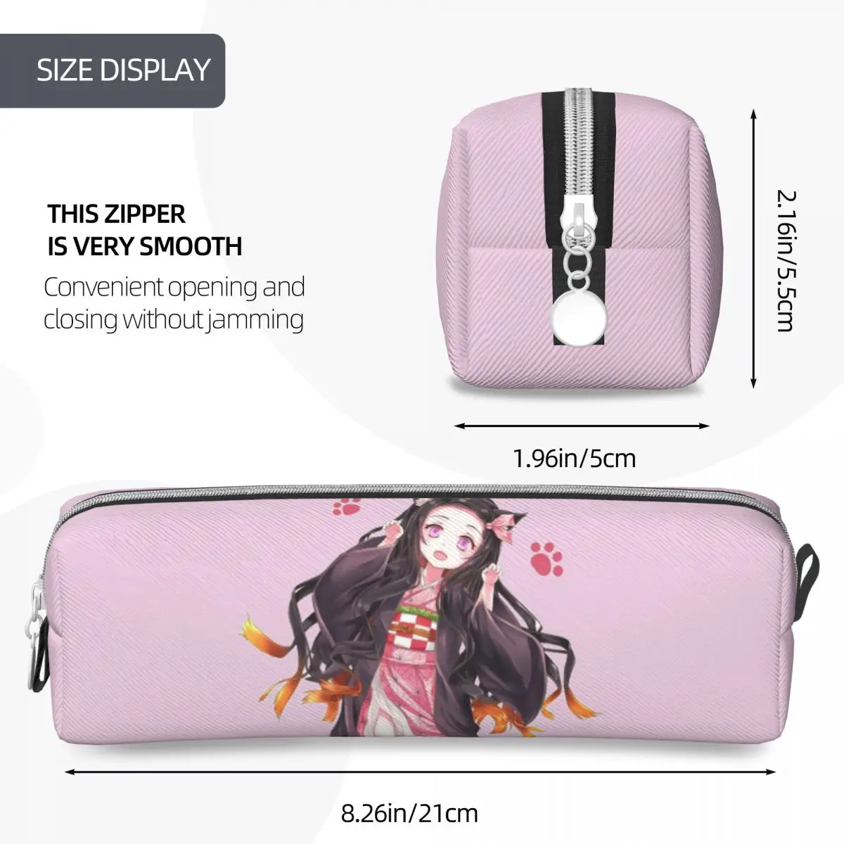 Imagem -04 - Nezuko Demon Slayer Lápis Case Cute Cat Pen Box Bolsa Bolsa de Estudante Grande Capacidade Estudantes Presentes da Escola