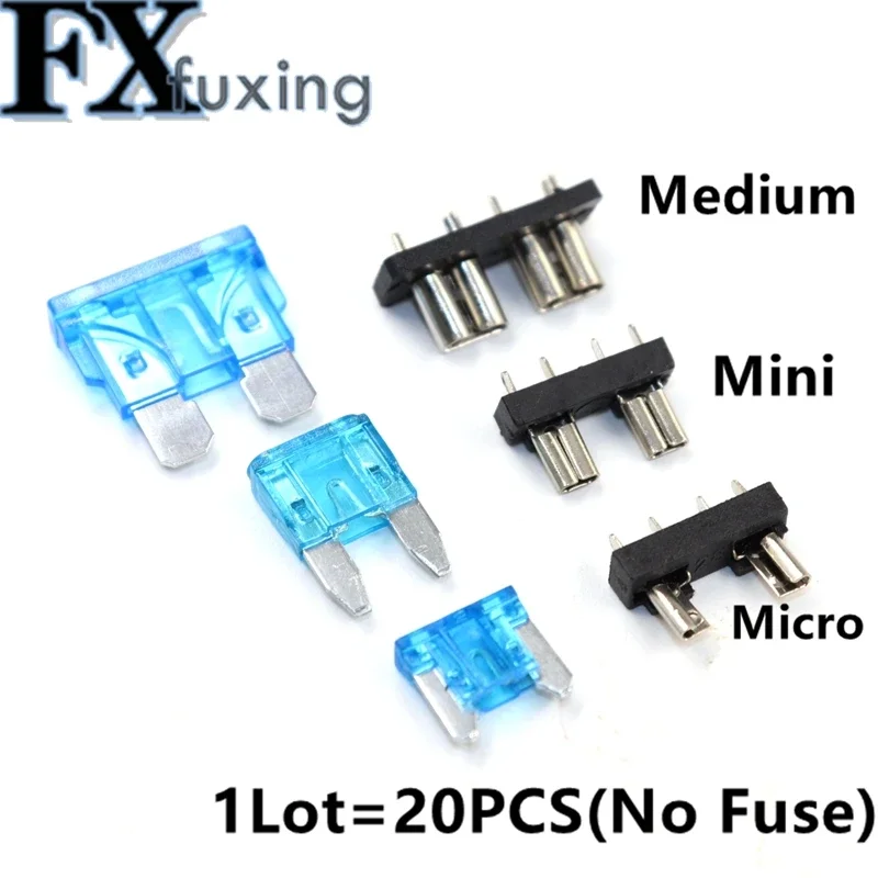 20pcs Car Fuse Holder PCB Board Medium Mini Micro Small Blade Auto Automotive Boat 32V For PCB Board Safety clip Insertion Type