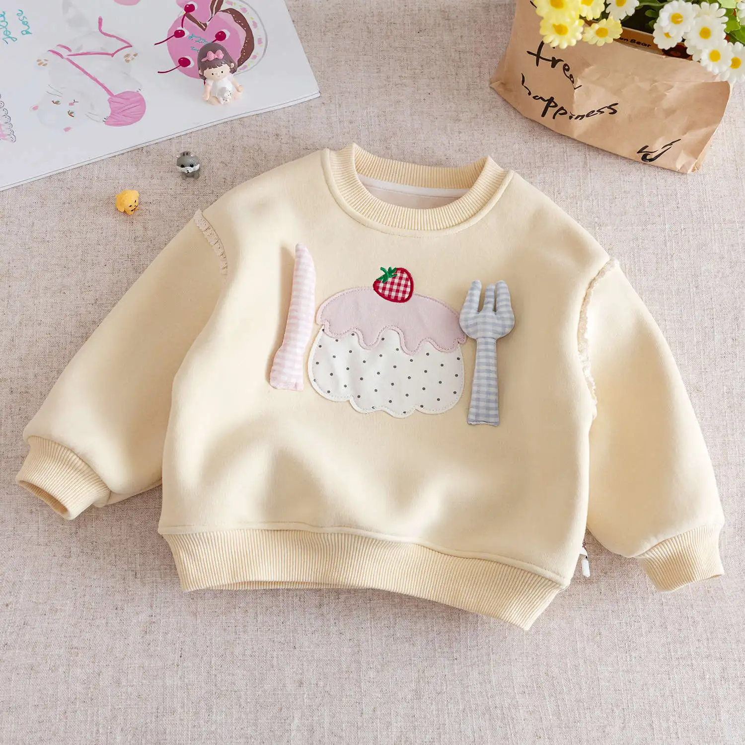 سويت شيرت مخملي من القطيفة للفتيات الصغيرات سترة شتوية من قماش الجاكار للأطفال الصغار بلوفرات حلوة وسميكة ودافئة بغطاء للرأس للفتيات الرضع #3