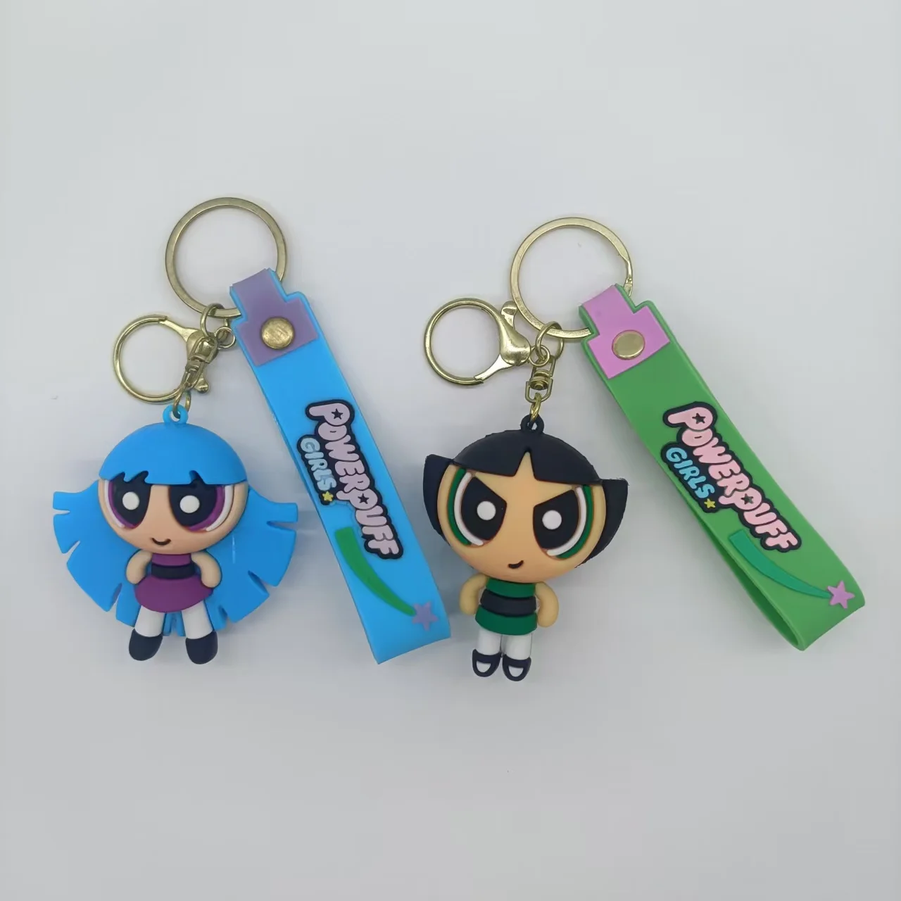 6 cm klassischer Anime-Cartoon Powerpuff Girls Schmetterling Schlüsselanhänger Herren- und Damenanhänger kleine Ornamente süße Geschenke – Detail 3