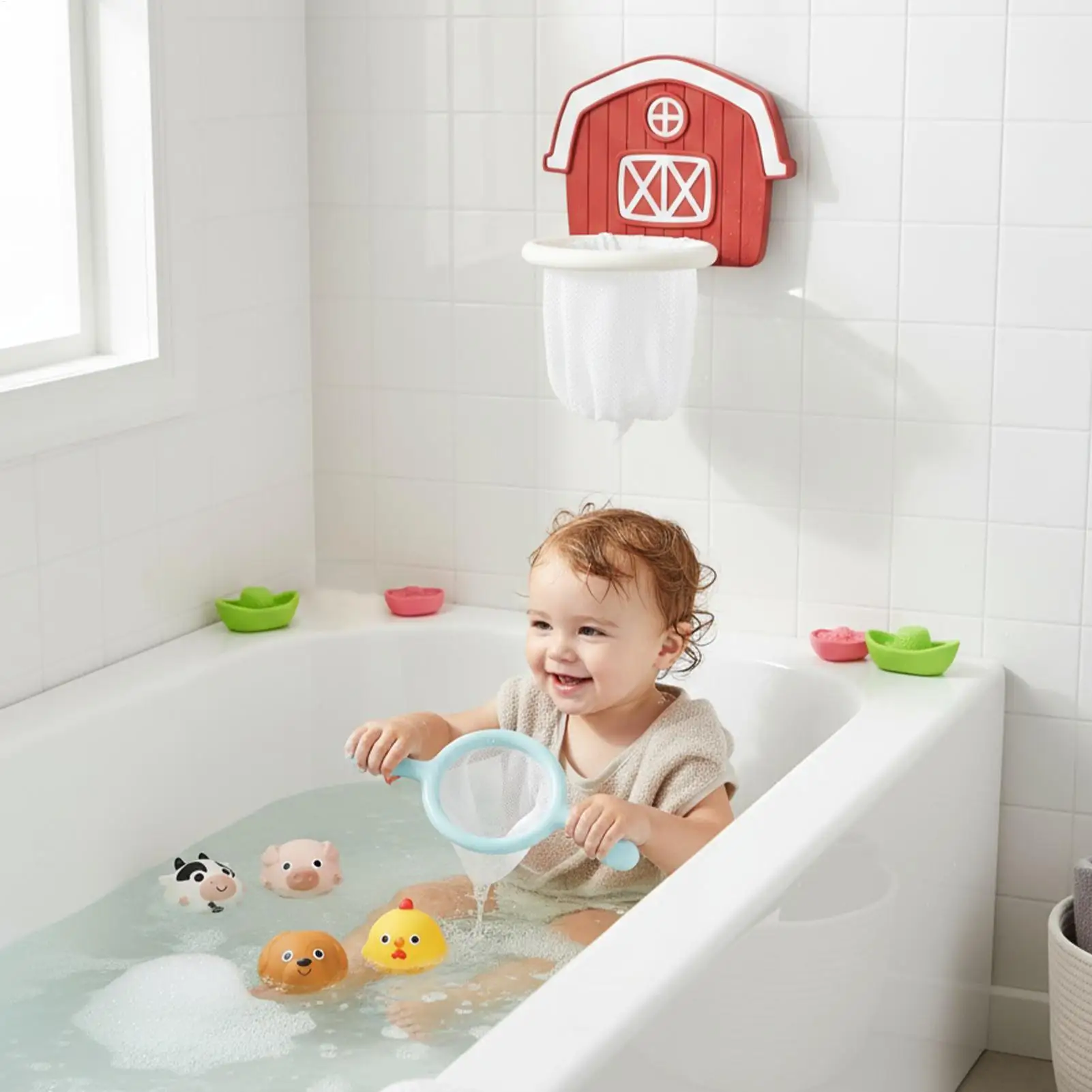 Kids Bathtub Toys Interactive Fun Pool Game With 6 Animal Balls Bathtub Basketball Hoop Suction Cups For Kids Boys Girls