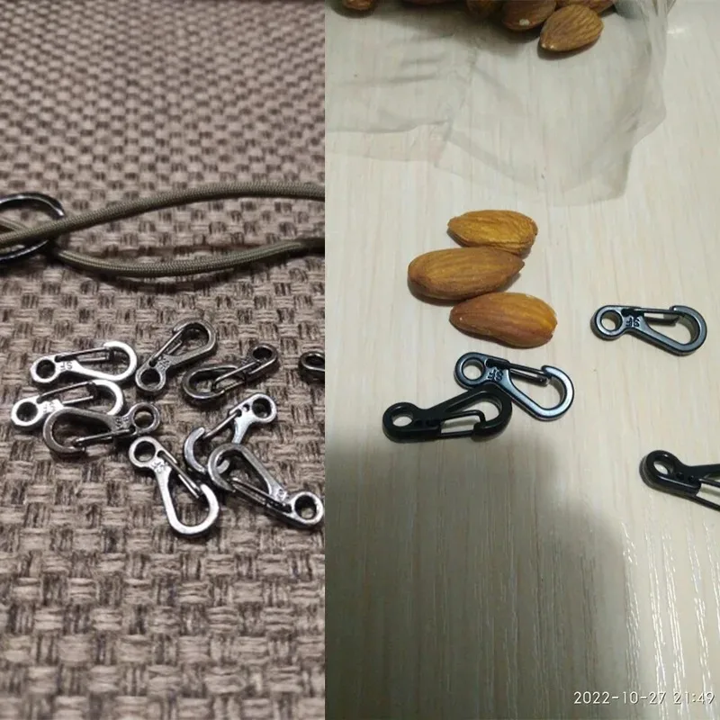 20Pcs Mini Frühling Karabiner Set Outdoor EDC Seil Verschlüsse Schlüsselbund Camping Haken Paracord Clips Taktische Überleben Schnalle – Detail 8