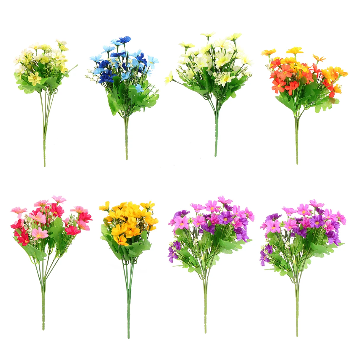 

8pcs Artificial Daisy Simulation Plastic Cloth Flowers Home Decor Bedroom Dining Room Wedding Party Accessories
