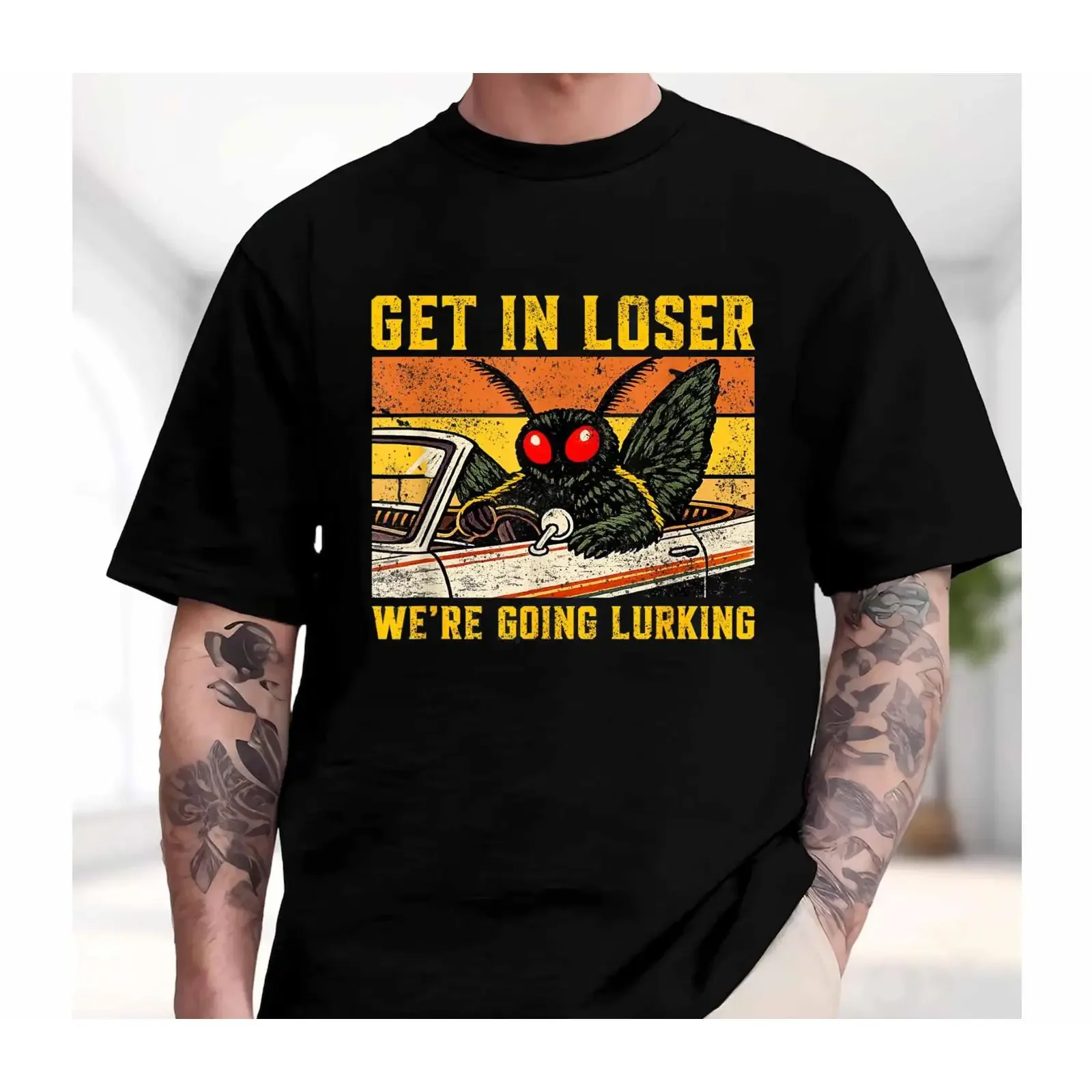 Get in Loser We're Going Lurking Funny Mothman Cryptid T Shirt vintage Washed Breathable homme designer clothes fashion