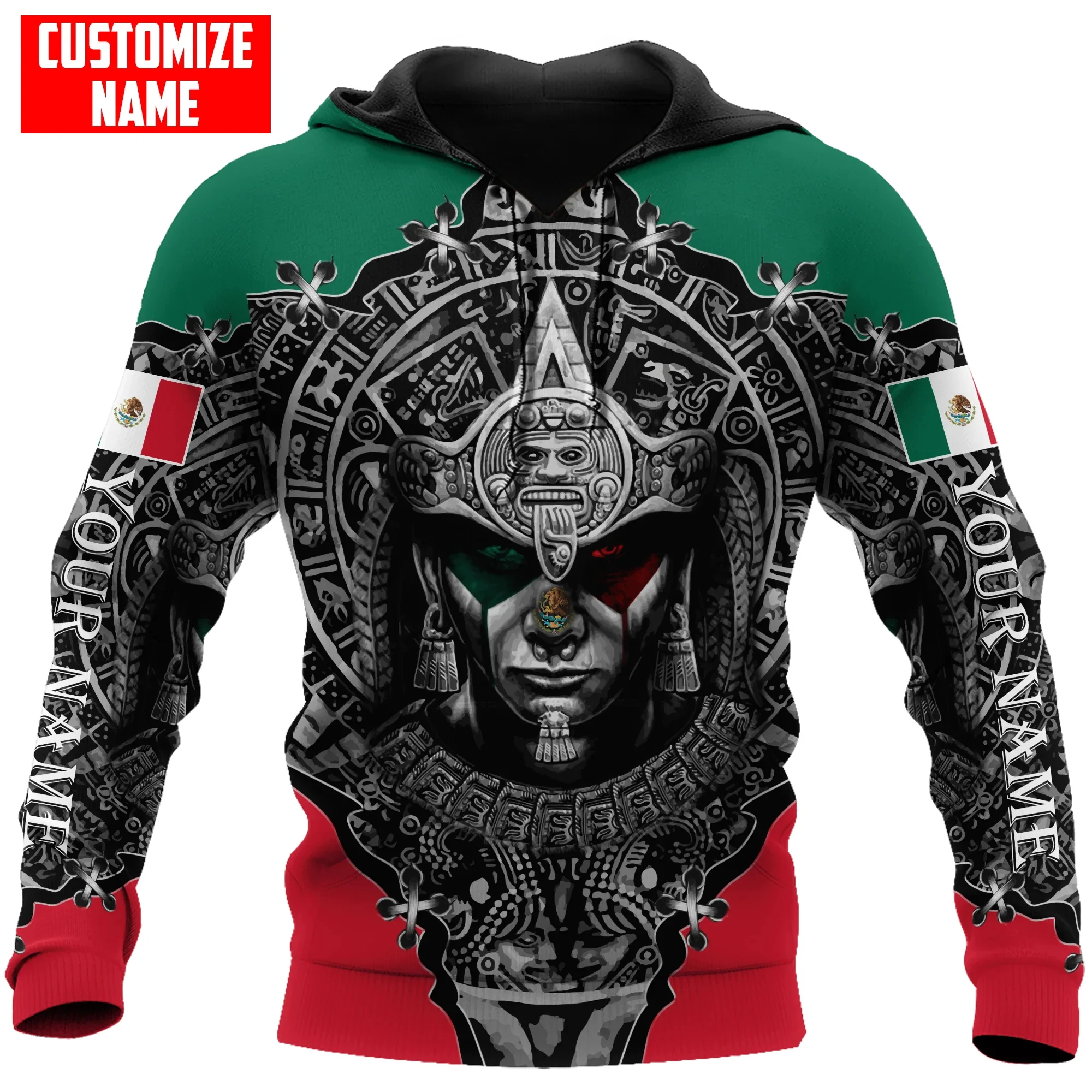 

Personalized Name Mexico Aztec 3D All Over Printed Mens Fashion Hoodie Unisex Casual Jacket zip hoodie sudadera hombre MT-134