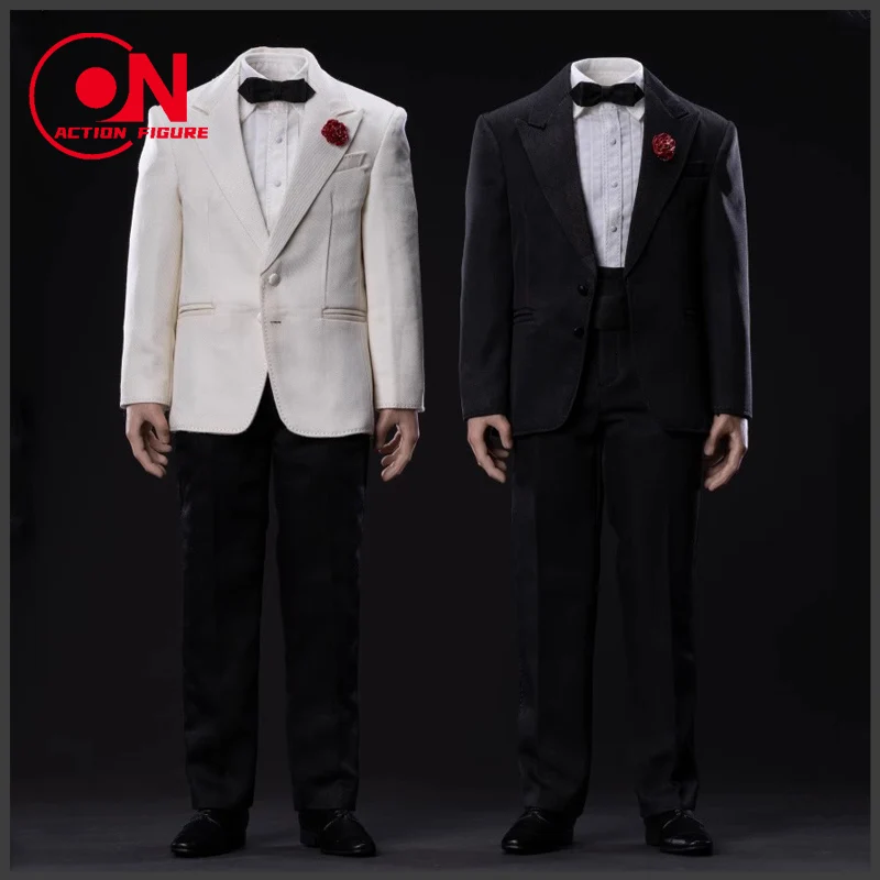 In Stock NOVO STUDlO NS001 NS002 1/6 Gentleman Suit Business White Black Suit Clothes Model Fit 12'' Male Soldier Action Figure