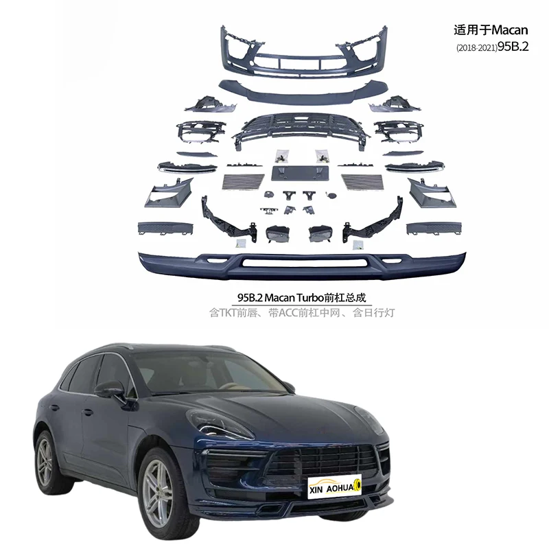 

The New TURBO Body Kit Comes with ACC Front Bumper TKT Front Lip Running Lights for the Porsches Macan 2018-2021