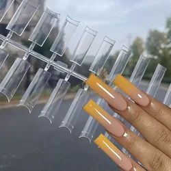 500pcs No C Curve XL Square Straight False Nail Tips Half Cover Clear Artificial Acrylic Fake Nails Press On Manicure Tool