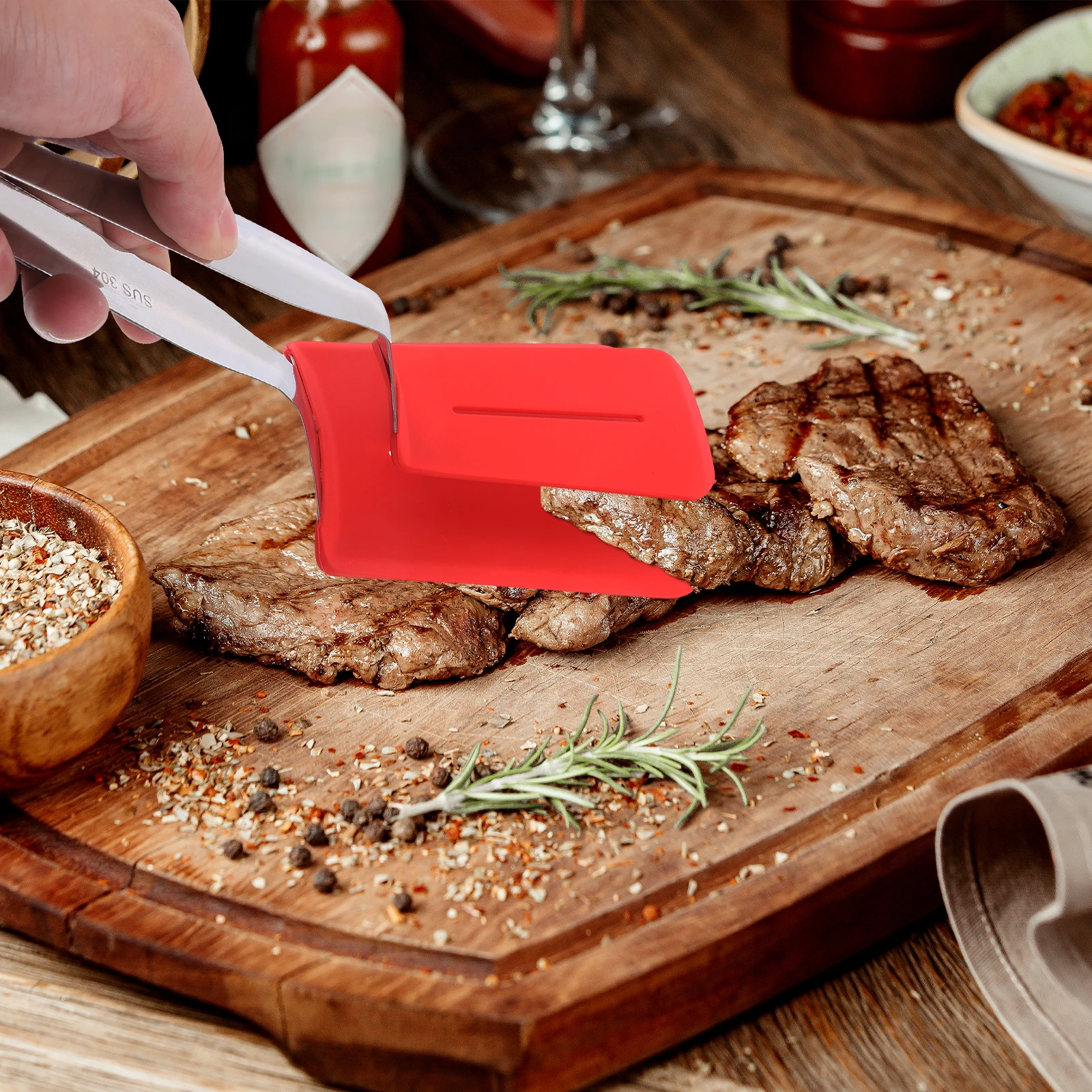 

Steak Tongs Grill Clamp Kitchen for Cooking Gadgets Food Serving Stainless Steel