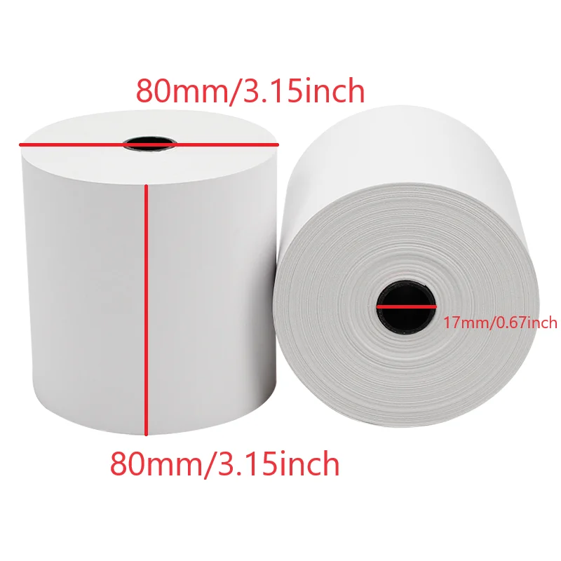 50 Rolls Thermal Print Paper 80x80mm Thermal Credit Card Paper Cash Register Paper Roll for 80mm Bluetooth Cash Register Printer