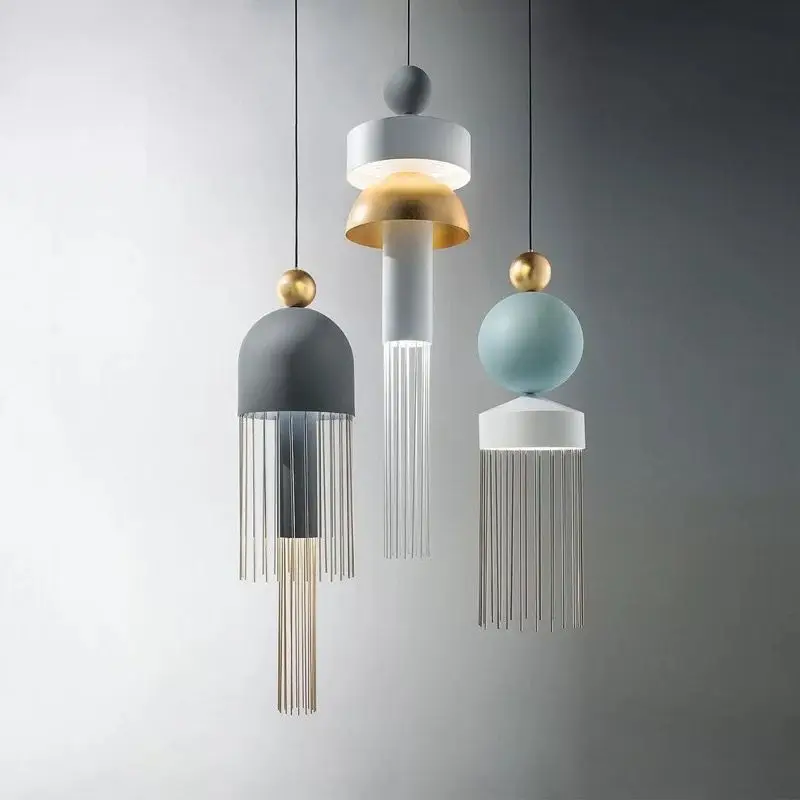 

modern compact LED glass chandelier Restaurant fashion creative color geometric Chandelier free shipping