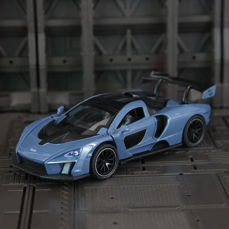 1:32 マクラーレン SNNA 合金車モデル装飾コレクション、スーパーカー、子供用音と光のフィードバックおもちゃ、ドアを開けることができます