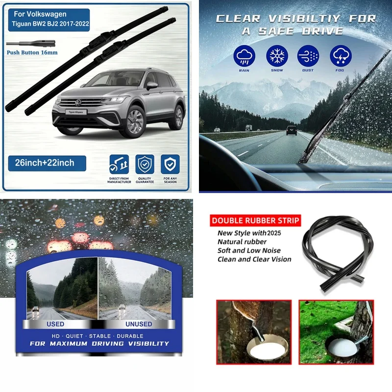 For Volkswagen Tiguan Allspace BW2 BJ2 2017-2022 Front Wiper Blades Windscreen Windshield Window WIPER 2PCS