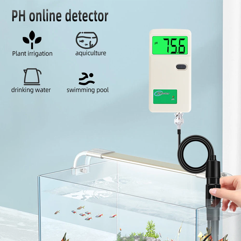 Digital Dispaly PH Online Meter  Water Quality Tester for Drinking Water Aquariums Pools 0-14 PH Electrode Pen Analyzer