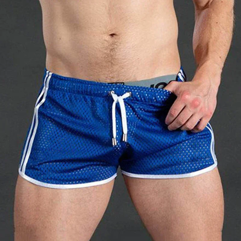 Men Casual Shorts Mesh Sexy Breathable Shorts Transparent Briefs Bugle Pouch Panties Male See Through Trunk Sexy Pant