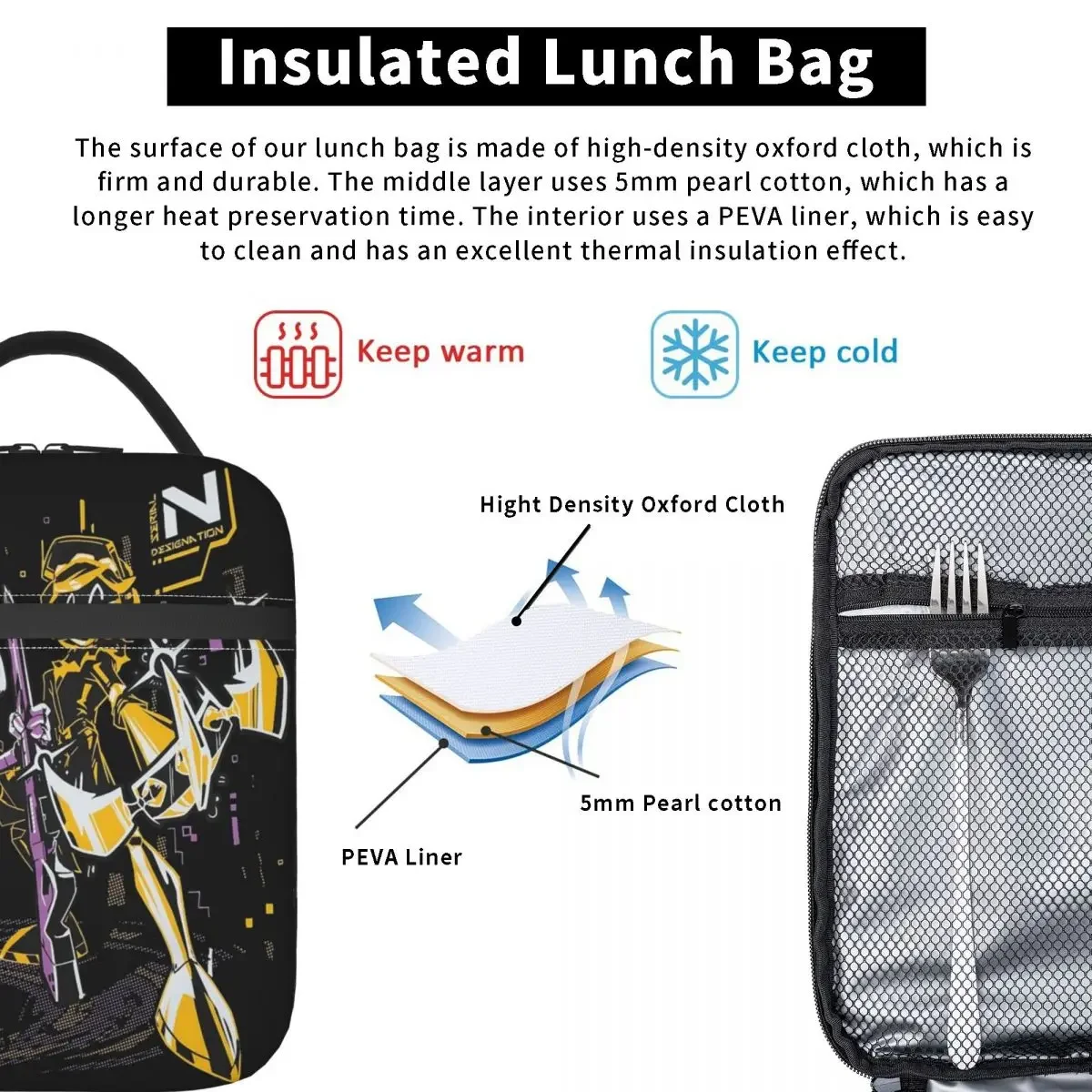 Insulated Lunch Bag Murder Drones TV Series Product Horror Cartoon Food Box Ins Style Cooler Thermal Lunch Box For Outdoor