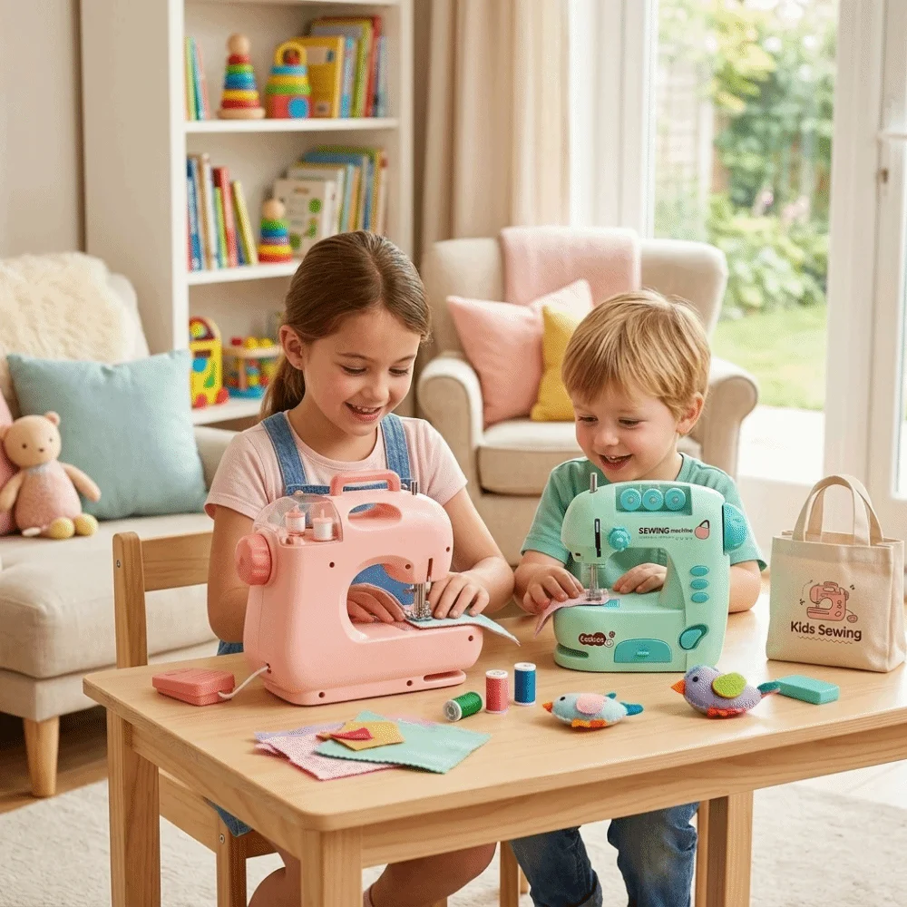 Craft Portable Electric Sewing Machine Mini with Lights Sewing Machine Fun Durable Children Sewing Machine Home Crafting