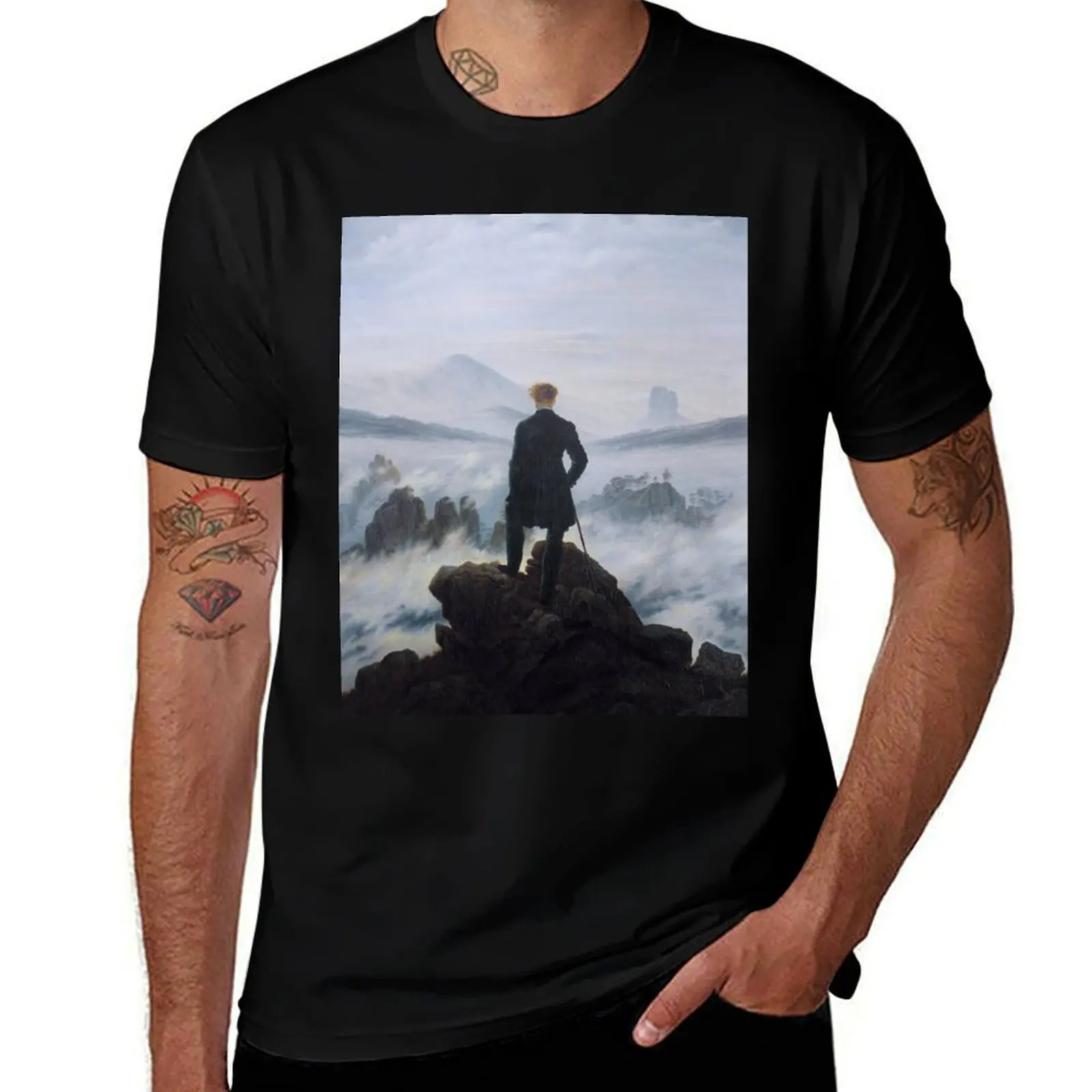 Wanderer above the Sea of Fog - Caspar David Friedrich T-Shirt t shirts for man slim fit T-Shirt